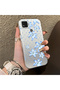 Xiaomi Poco C31 Compatible Acrylic Hard Back Panel with Silicone Edges Blue Flower Printed Phone Case - 2