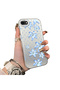 Blue Flower Printed Phone Case with Acrylic Hard Back Panel and Silicone Edges Compatible with iPhone 7/8/Se 2020 2022