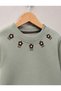 Simit Collar Floral Embroidered Sweatshirt/Ribbed Tracksuit 3 Thread Ribbed Set - 3