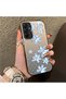 Samsung Galaxy A15 4G/5G Compatible Acrylic Hard Back Panel with Silicone Edges Blue Flower Print Phone Case - 2