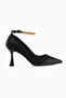 Lora Black Ankle Strap Pointed Toe Women's Heeled Shoes - 2