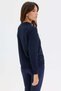 Women's Polo Collar Diamond Lace-Up Knitwear Sweater Navy Blue - 3