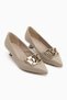 Juliet Beige Buckle Short Heeled Women's Shoes - 3