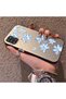 Samsung Galaxy A31 Compatible Acrylic Hard Back Panel with Silicone Edges Blue Flower Printed Phone Case - 3