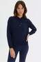 Women's Polo Collar Diamond Lace-Up Knitwear Sweater Navy Blue