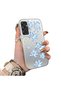 Samsung Galaxy A24 Compatible Acrylic Hard Back Panel Silicone Edged Blue Flower Printed Phone Case