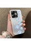 Infinix Hot 40I Compatible Acrylic Hard Back Panel with Silicone Edges Blue Flower Printed Phone Case - 2