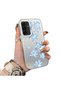 Samsung Galaxy A17 4G/5G Compatible Acrylic Hard Back Panel with Silicone Edges Blue Flower Printed Phone Case