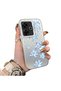 Xiaomi Redmi 13/13X Compatible Acrylic Hard Back Panel with Silicone Edges Blue Flower Printed Phone Case
