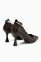 Lora Brown Ankle Strap Pointed Toe Women's Heeled Shoes - 6