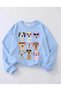Girl's Sweet Dogs Printed Crew Neck Baby Blue Sweatshirt