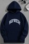 Unisex 3 Thread Cotton Navy Blue Refresh Print Loose Fit Sweatshirt Hoodie