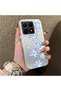 Xiaomi Mi 15t Compatible Acrylic Hard Back Panel Silicone Edged Blue Flower Printed Phone Case - 2