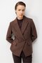 Women's Double-Breasted Notched Collar Button Detailed Long Sleeve Blazer Jacket - 5
