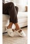 Women's Brown Hello Motif Furry House Slippers 3 cm Byndti̇mjhk01 - 2