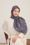 Twill Silk Oversized Scarf Navy Blue - 2