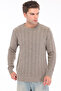 Mink Men's 80% Wool 20% Acrylic Thin Hair Knitted Patterned Crew Neck Knitwear Sweater Trist-5373