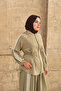 Women's Stripe Detailed Hooded Set Green - 3