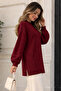 Patterned Knitwear Sweater K6059 Claret Red - 3