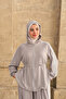 Women's Stripe Detailed Hooded Set Gray - 3