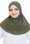 Women's One-Piece Ready-To-Wear Turban Crossed Self-Tied Viscose Headscarf Khaki
