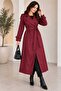 Women's Kruvaze Yka Belted Long Trench Coat - with Buttons and Belt