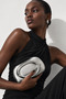 Faux Leather Women's Clutch Bag with Silver Metal Accessories, Wedding Event and Evening Bag