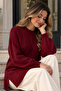Patterned Knitwear Sweater K6059 Claret Red - 2