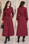 Women's Kruvaze Yka Belted Long Trench Coat - with Buttons and Belt - 3