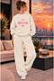 Women's Bloomia Cherry and Ribbon Printed Crew Neck Regular Fit Women's Tracksuit Set