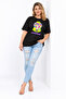 Women's Plus Size, Black, Cotton Fabric, Digital Printed Blouse 65N39624 - 4