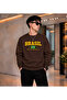 Men's Brasil Brazil Flag Printed Crew Neck Casual Regular Fit Sweatshirt