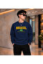 Men's Brasil Brazil Flag Printed Crew Neck Casual Regular Fit Sweatshirt