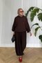 Women's Trousers with Pocket Detail and Hooded Two-Piece Set Brown
