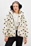 Polka Dot Hooded Plush Coat with Stopper - 5