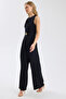 Pleated Collar Belted Logo Jumpsuit - 2