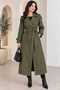 Women's Kruvaze Yka Belted Long Trench Coat - with Buttons and Belt - 2