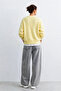 Women's crew neck oversized knit sweater - yellow - 4