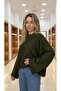 Women's Khaki Bat Sleeve Sweater - 5