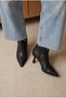 Women's Black New Season Stylish Design Heeled Zippered Leather Boots (9cm)