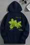 Unisex 3 Thread Cotton Navy Blue Simplejoy Print Loose Fit Sweatshirt Hoodie