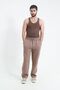Men's Oversize 3 Thread Ribbed Cuff Pocket Brown Sweatpants - 2