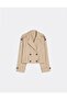 Women's New Season Pleated Buttoned Short Trench Coat Jacket
