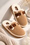 Clay Plush Winter Women's House Slippers with Fur Inside and Buckle - 6