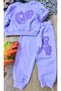 Girl's spring tracksuit set - lilac heart print 2-piece activewear - 3