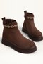 Ceyda Women's Bitter Brown Suede Look Stone Chain Detailed Zippered Thick Sole Bootie Short Bootie - 2