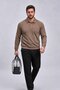 Men's Winter Large Size Pocket Polo Brown Sweatshirt - 3