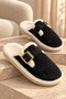 Clay Plush Winter Women's House Slippers with Fur Inside and Buckle - 4