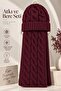 Men's Wool Scarf Beanie Set, 2-Piece Winter Wool Hair Knit Patterned Beanie and Scarf Set, Gift for Men - 3