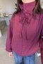 Premium Jacket with High Collar and Tie Detail - Bordo - 2